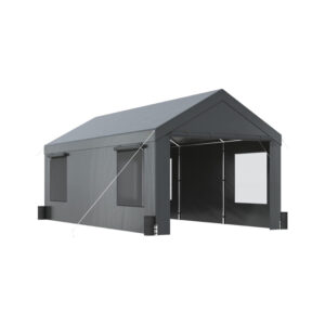 PORTABLE CANOPY GARAGE WITH VENTILATED WINDOWS
